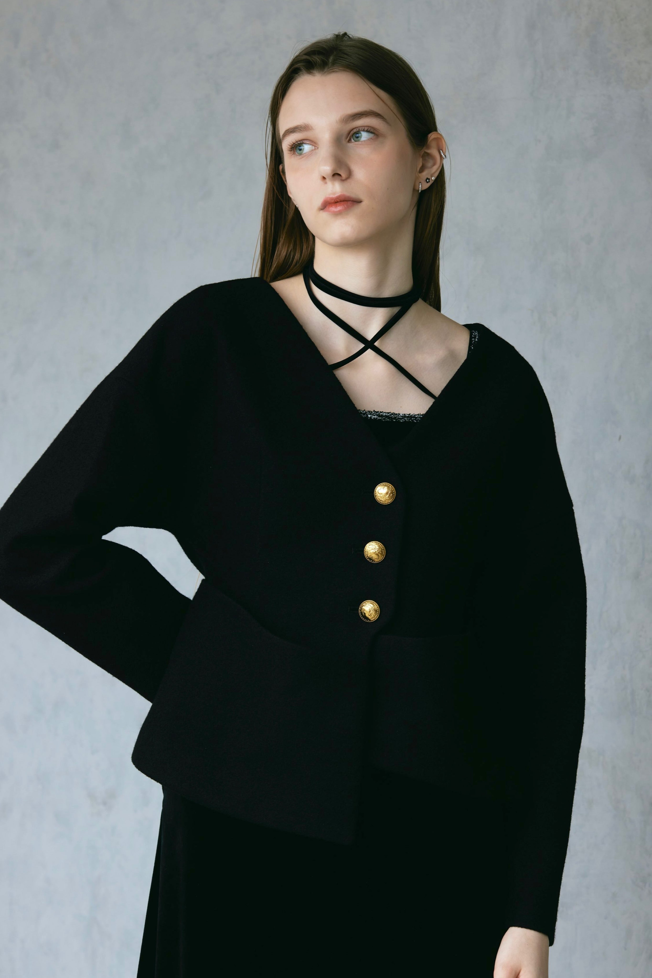GOLD BUTTON WOOL JAKET