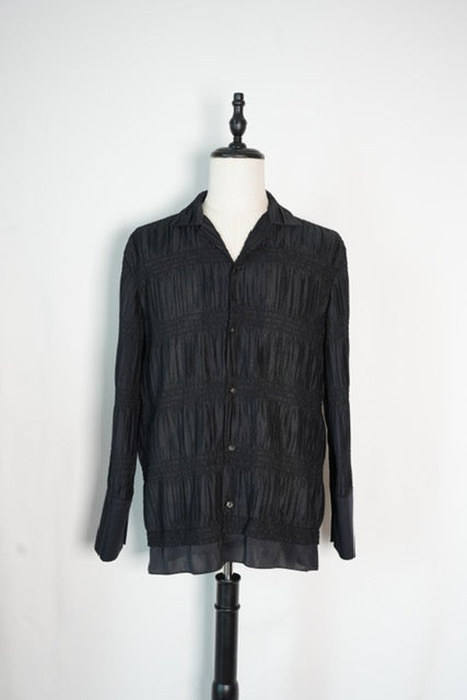 PLEATS OPEN COLLAR SHIRT